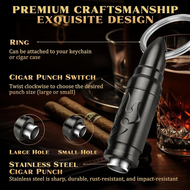 LIHTUN Portable Cigar Punch Cutter - Twist-Out Cigar Punch with 2 Sizes, Clockwise Switch Between Large and Small Punch Holes, Precision Cutting for Various Cigars (Gunmetal) - Image 2
